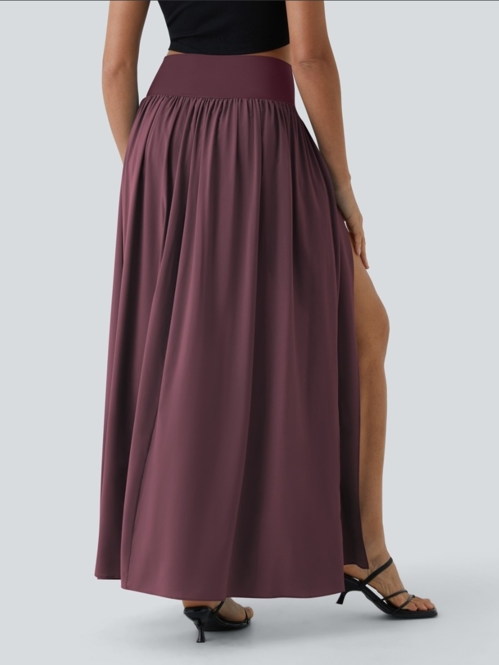 Halara Breezeful High Waisted Split 2-in-1 Flowy Maxi Skirt - Picture 2 of 7